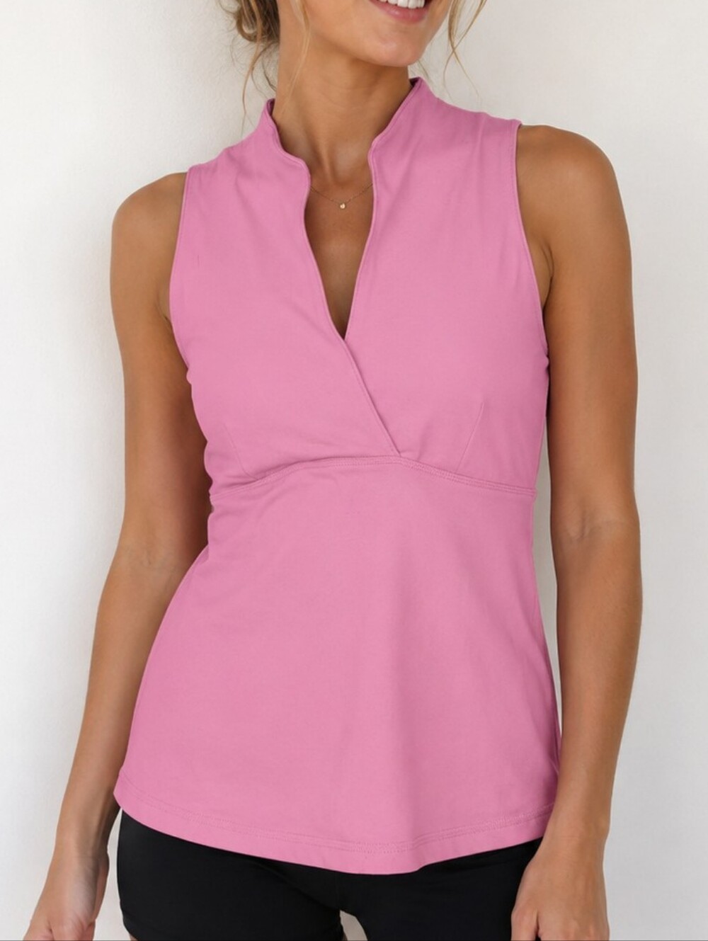 Lululemon Athletica Pink Sleeveless Wrap V-Neck Tank Top Size 6 Made in Canada